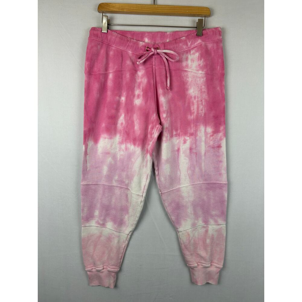 LoveShackFancy Etty Tie Dye Pink Storm Cropped Jogger Sweatpants Women's Size M